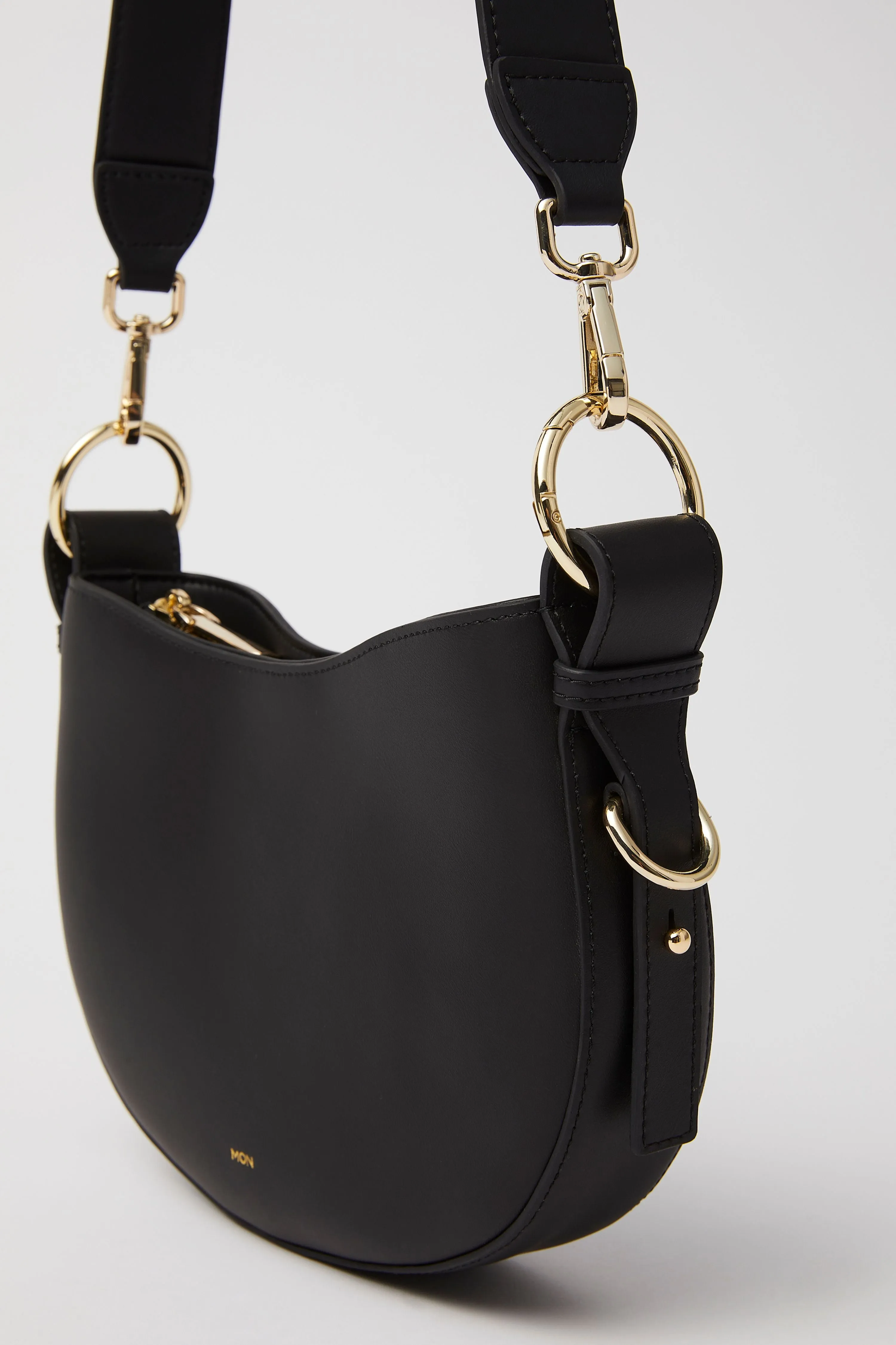 Smooth Leather Saddle Bag | Black Gold sold by Mon Purse product image thumbnail 4