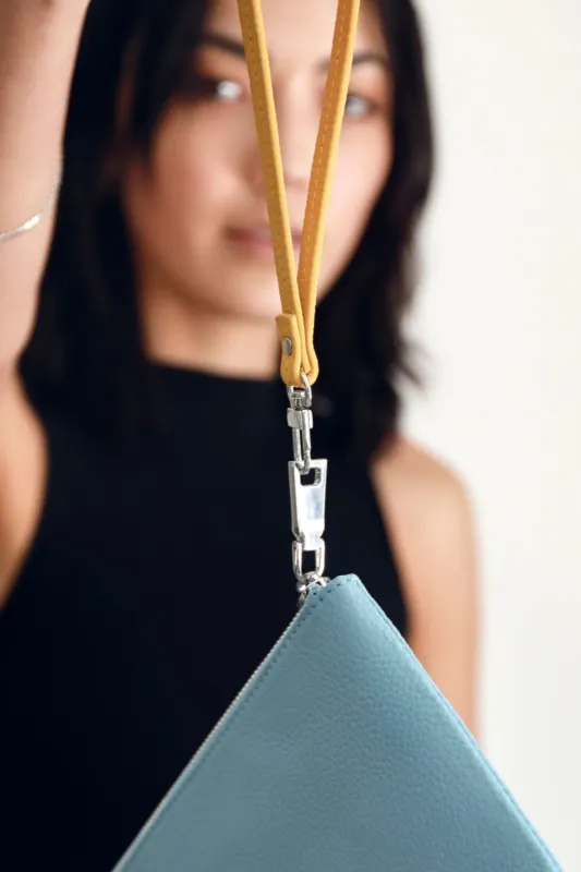 Leather Clutch Wristlet | Yellow Silver sold by Mon Purse