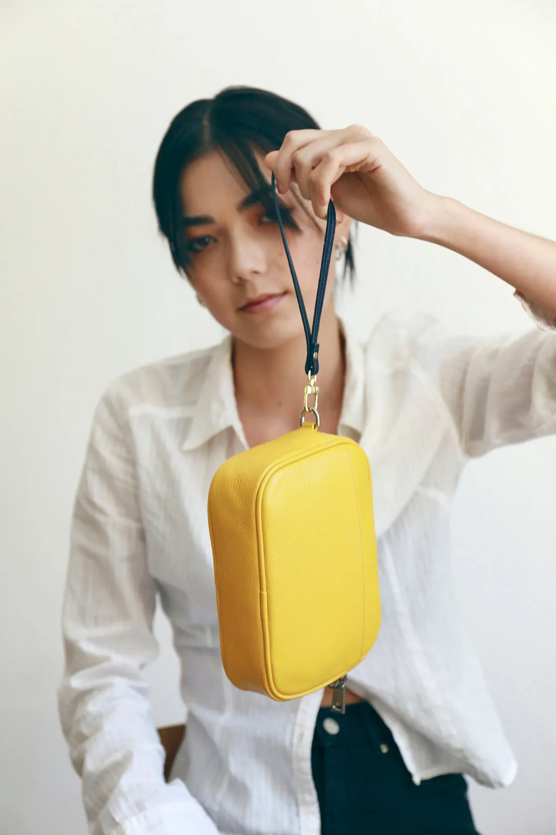 Leather Clutch Wristlet | Navy Gold sold by Mon Purse product image thumbnail 4