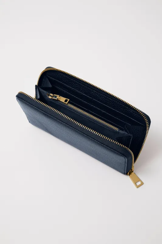 Classic Leather Wallet  | Navy Gold sold by Mon Purse
