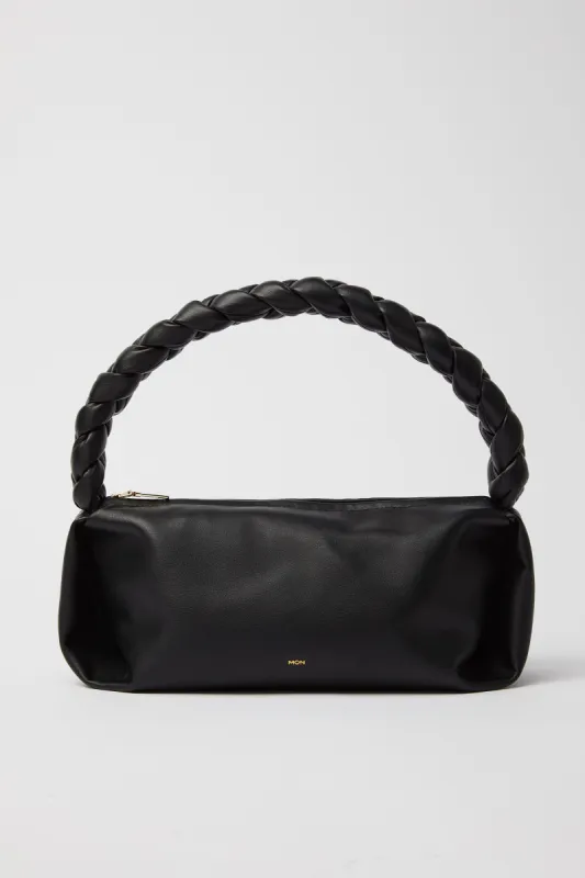 Leather Braided Handle Bag | Black sold by Mon Purse