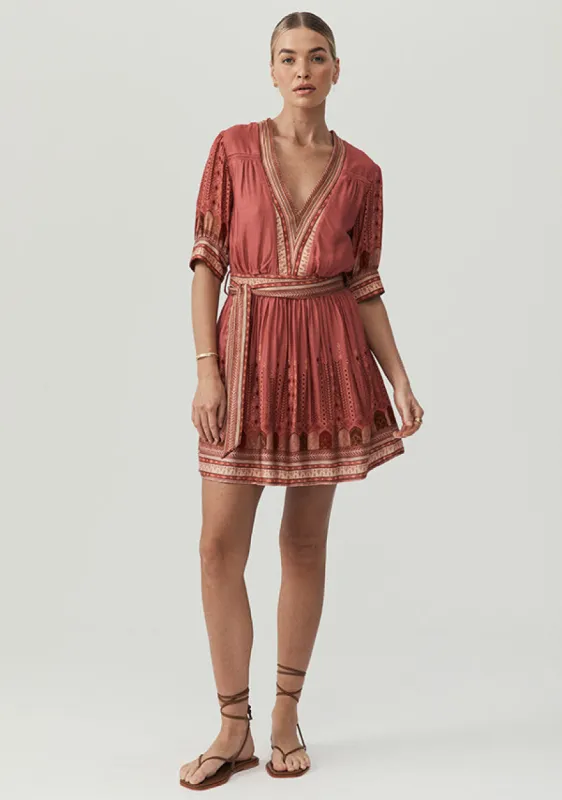 Yasmin Print Mini Dress sold by Mosthelabel