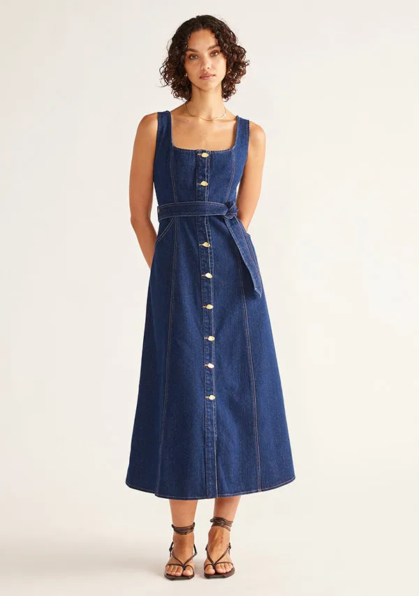 Delphine Denim Midi Dress sold by Mosthelabel