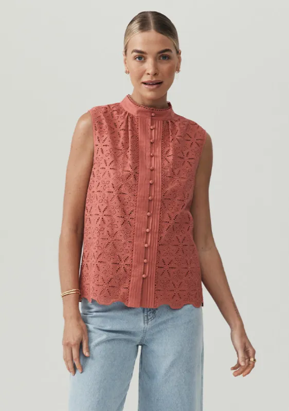 Sara Lace Sleeveless Blouse sold by Mosthelabel