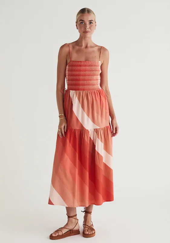 Circe Shirred Midi Dress sold by Mosthelabel