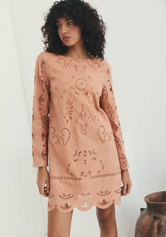 Nora Embroidery Mini Dress sold by Mosthelabel