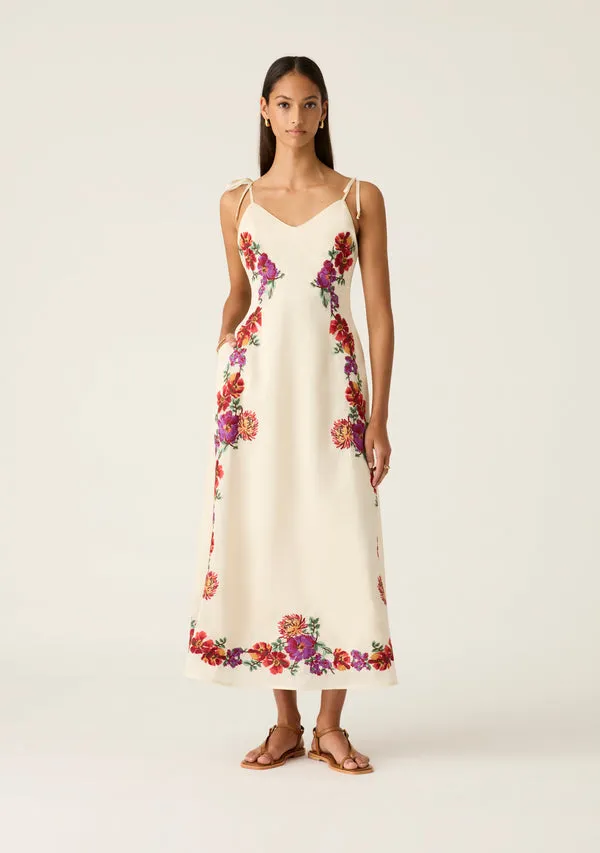 Frida Embroidery Maxi Dress sold by Mosthelabel