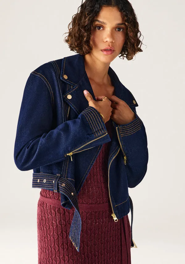 Sia Denim Biker Jacket sold by Mosthelabel product image thumbnail 4