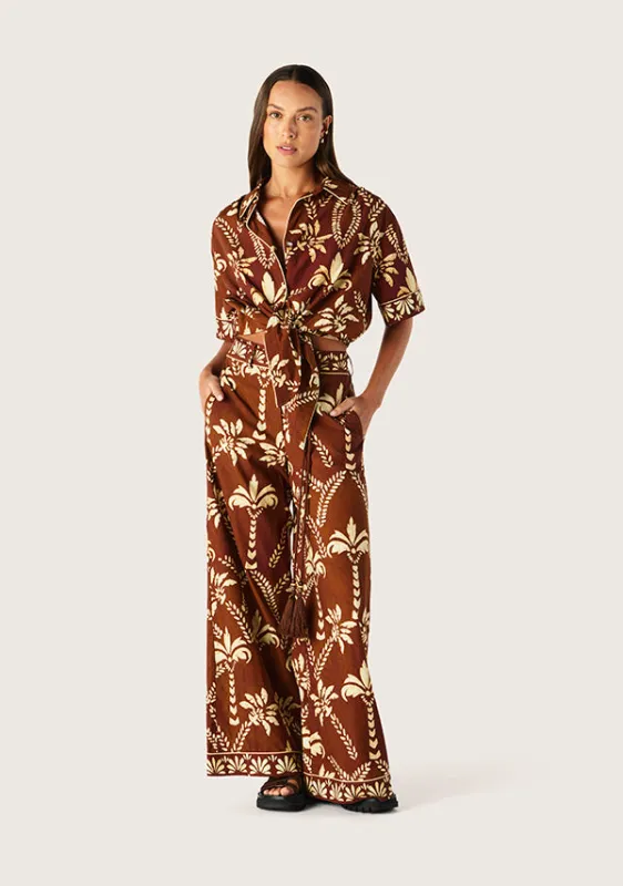 Deia Print Tie Front Shirt sold by Mosthelabel