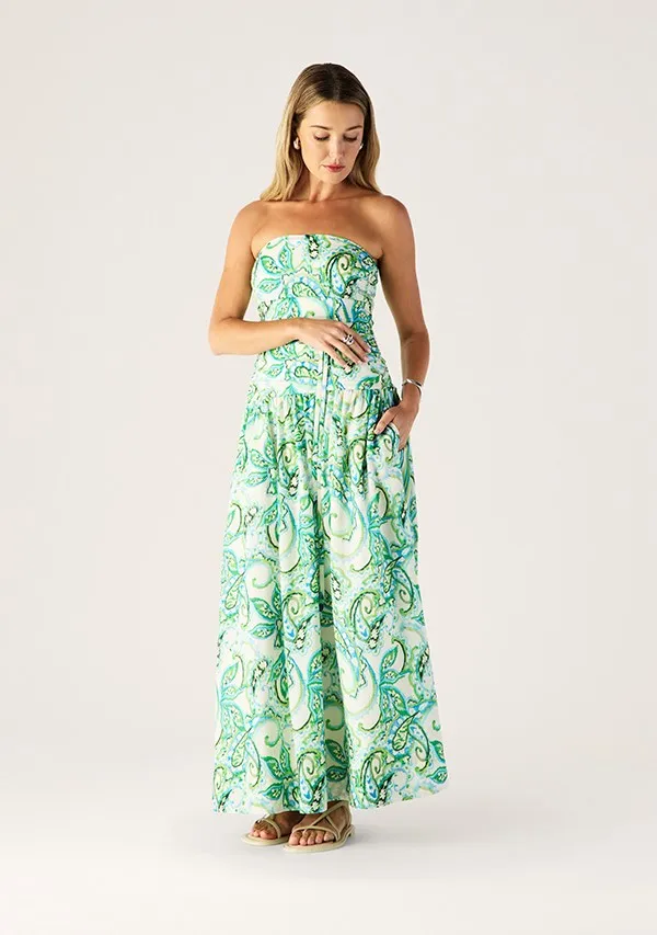 Tara Print Strapless Dress sold by Mosthelabel