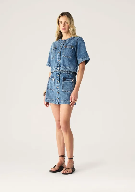 Aveline Denim Mini Skirt made by Mosthelabel