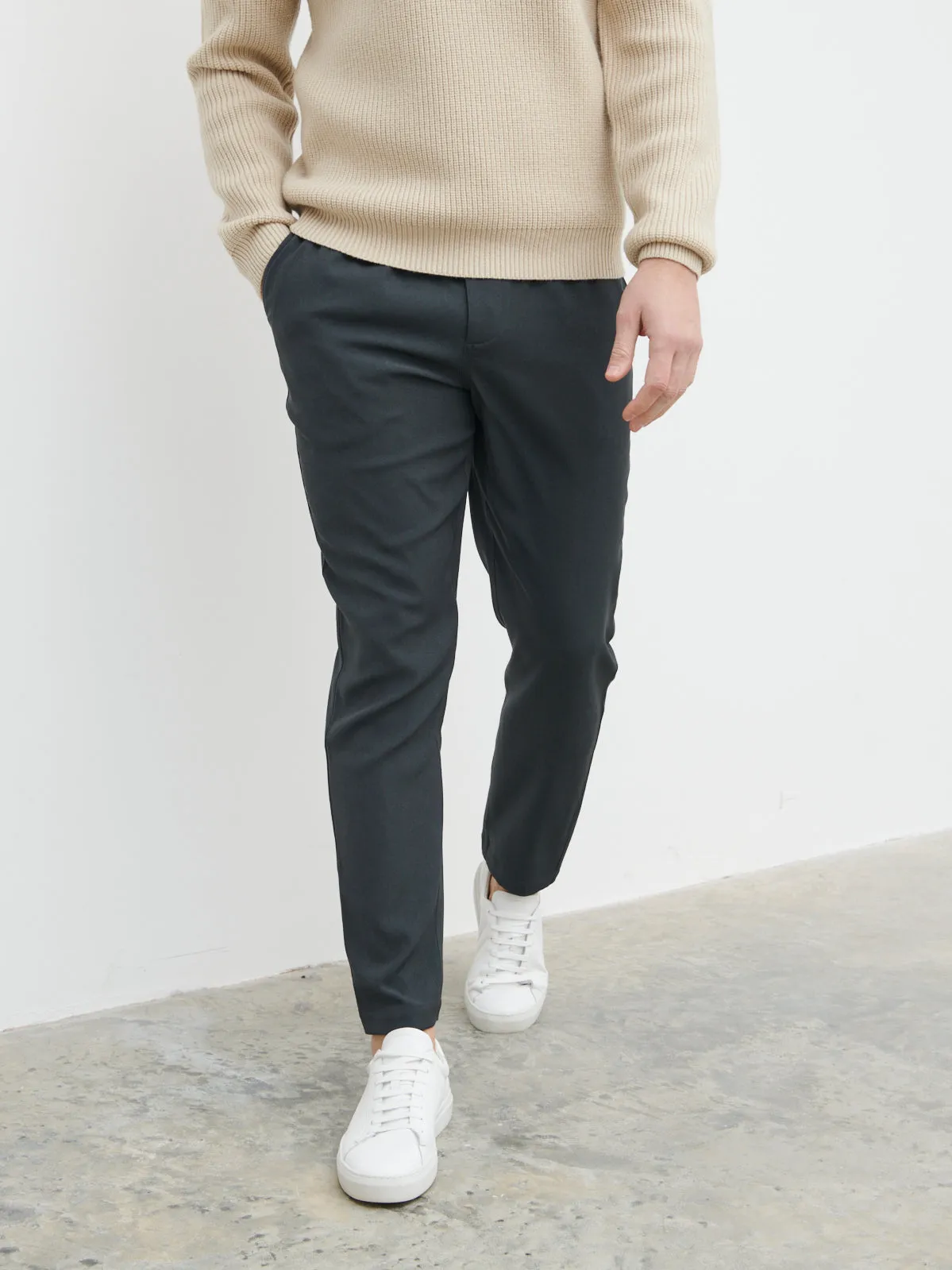 Timothe Drawstring Trouser - Charcoal sold by NOBL