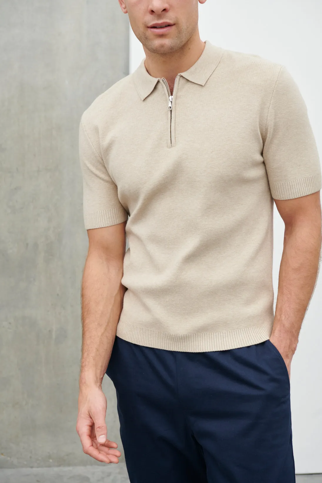 Jaxon Zip Polo - Oatmeal sold by NOBL product image thumbnail 4