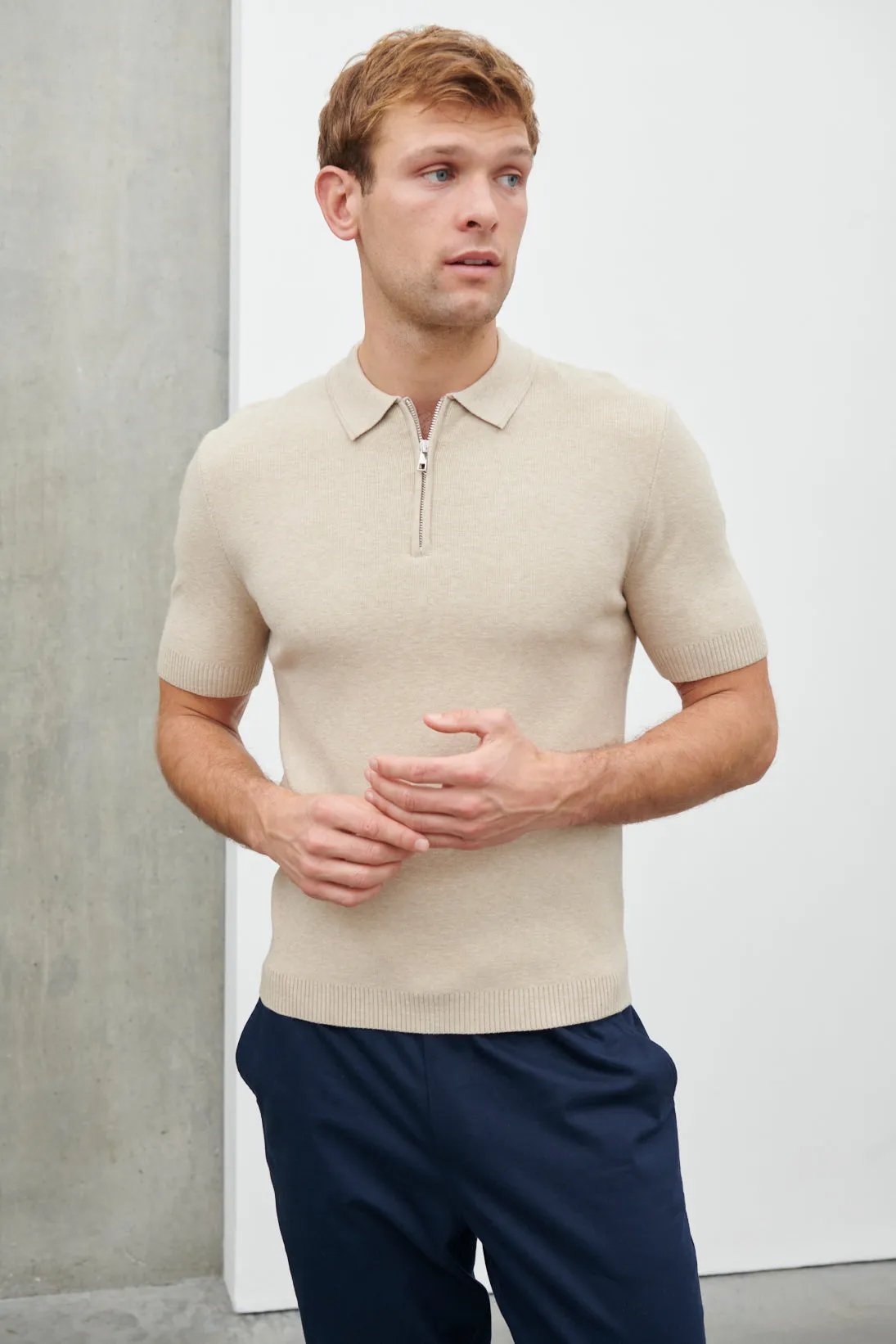 Jaxon Zip Polo - Oatmeal sold by NOBL product image thumbnail 2