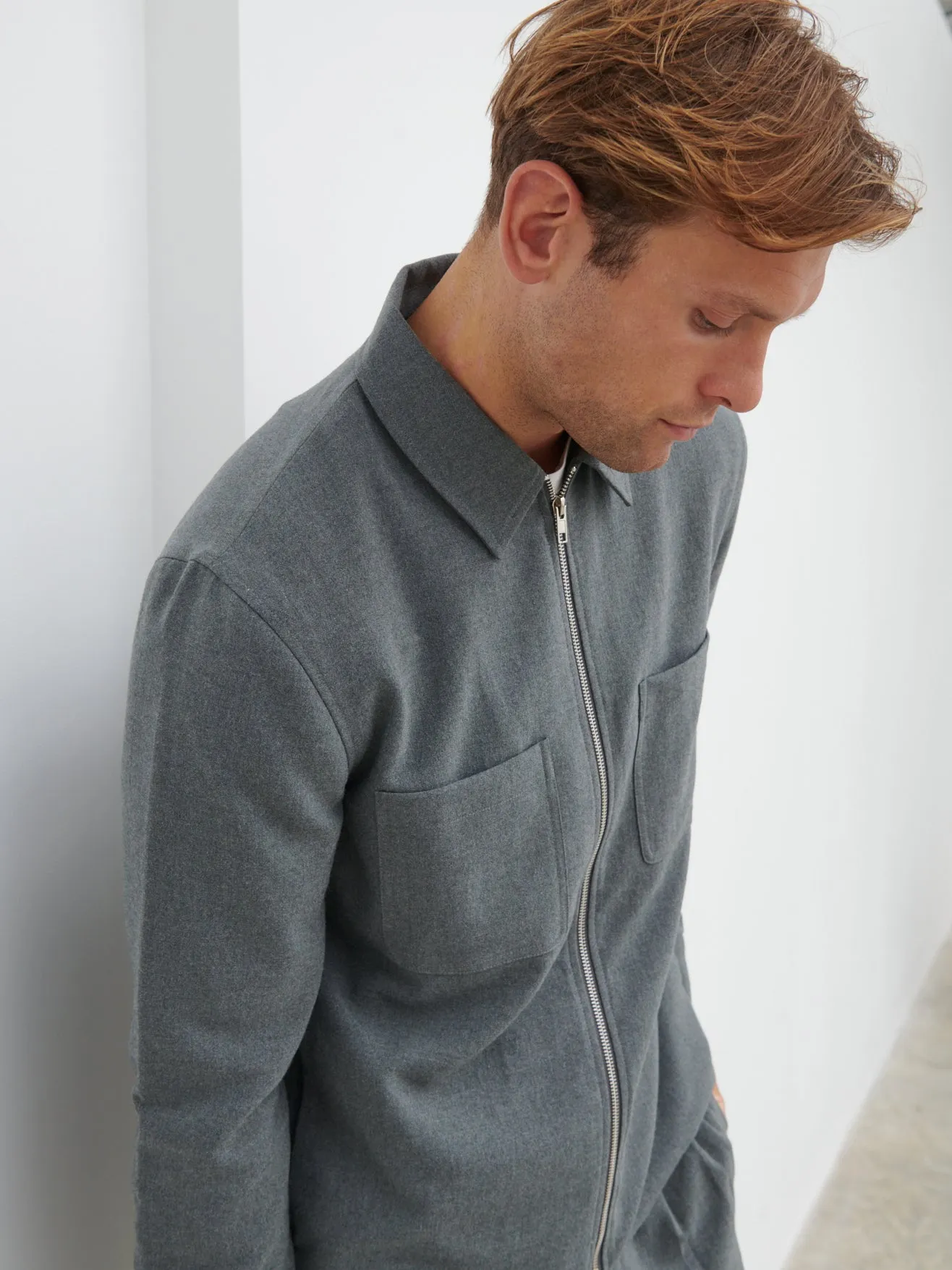 Malcolm Collared Jacket - Grey Melange sold by NOBL