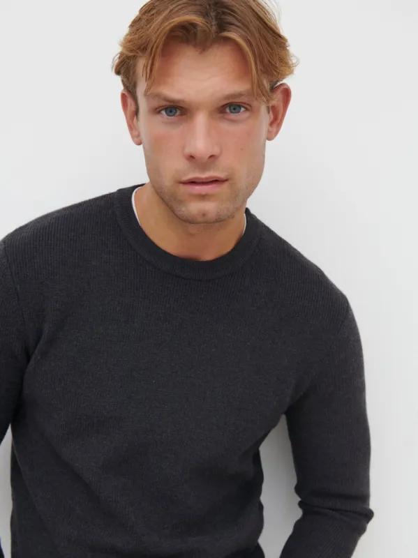 Finley Crew Neck Melange Knit Jumper - Midnight Melange sold by NOBL