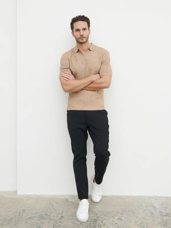 Corey Short Sleeve Knit Polo - Brown Marl sold by NOBL
