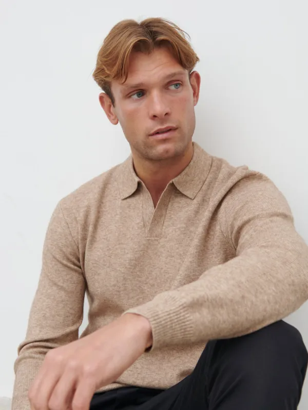 Owen Long Sleeve Knit Polo - Beige sold by NOBL