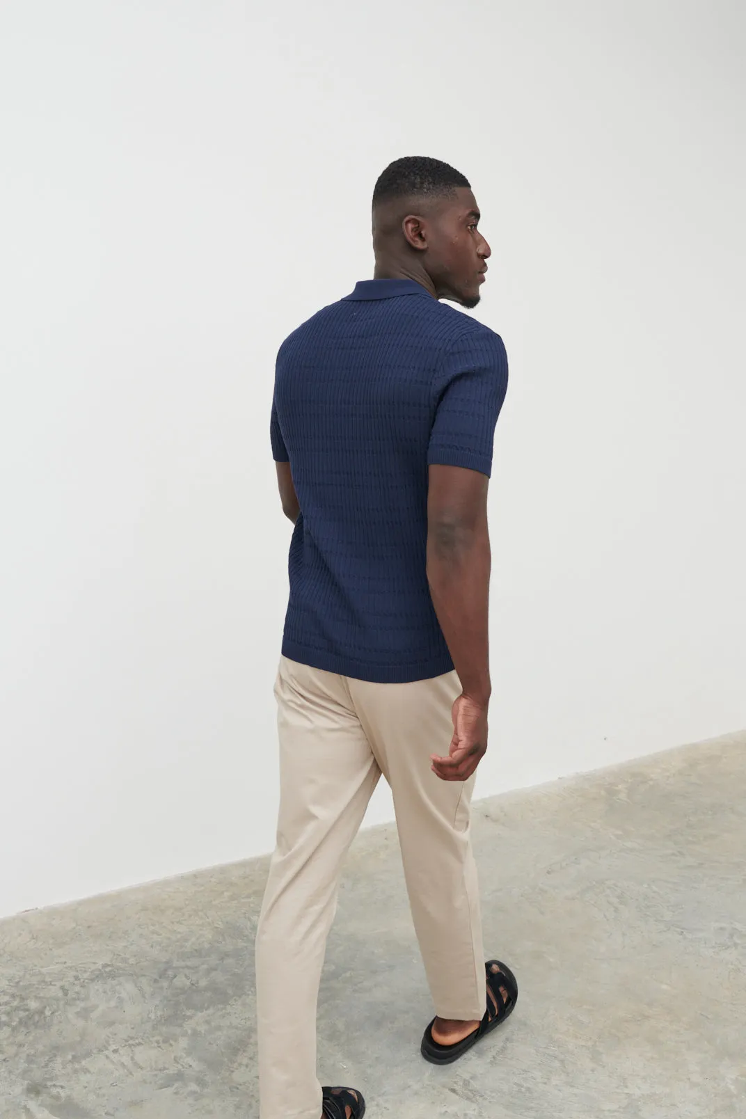 Oliver Zipped Knit Polo - Navy sold by NOBL product image thumbnail 4