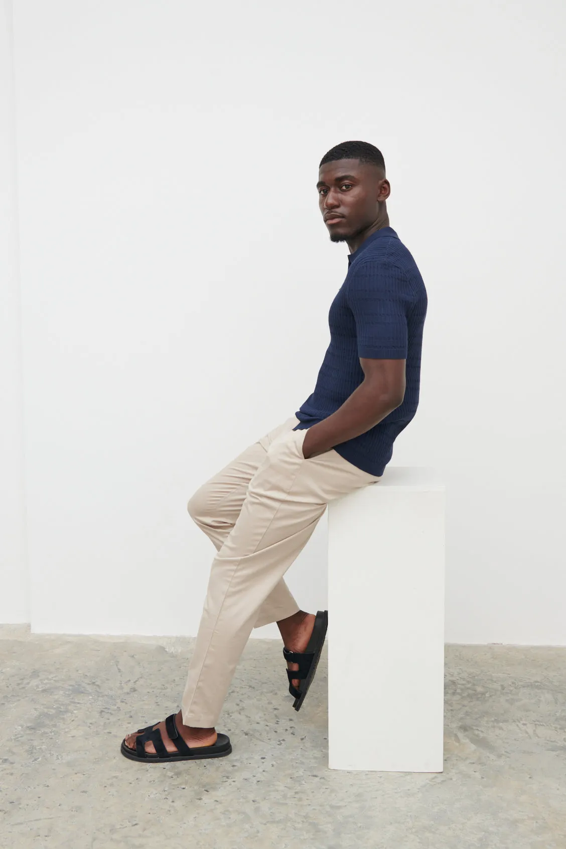 Oliver Zipped Knit Polo - Navy sold by NOBL product image thumbnail 3