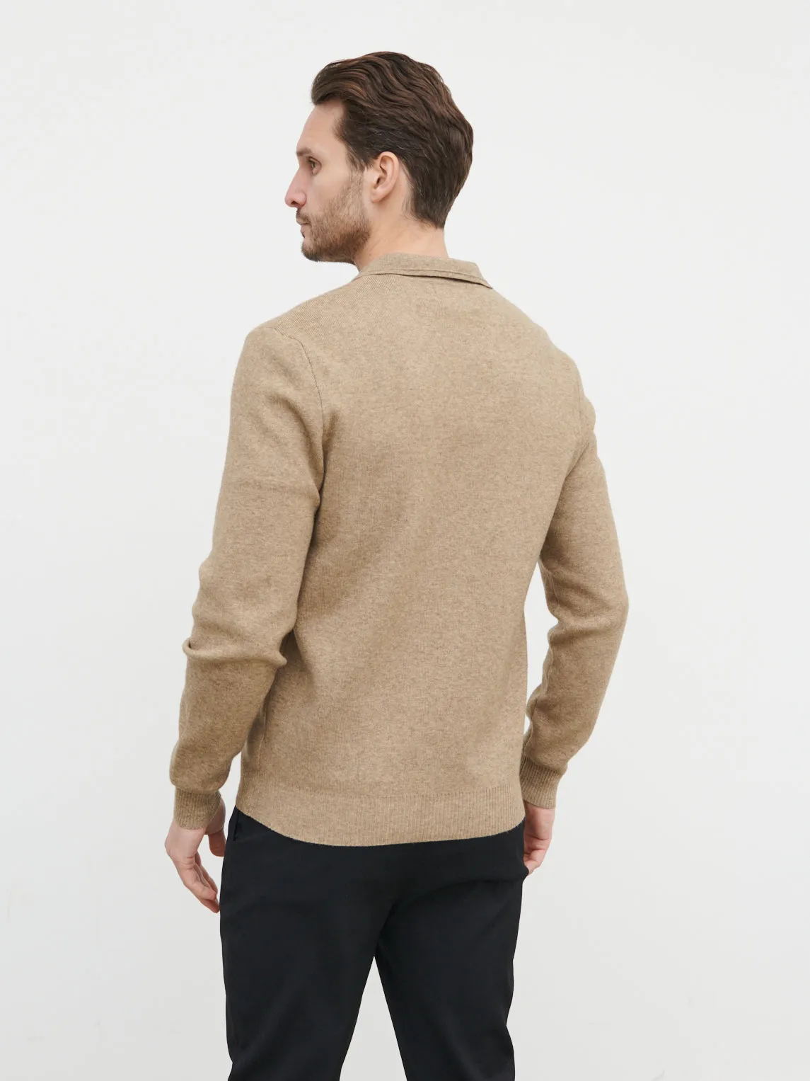 Brett Collared Knit Jacket - Beige Marl sold by NOBL product image thumbnail 3