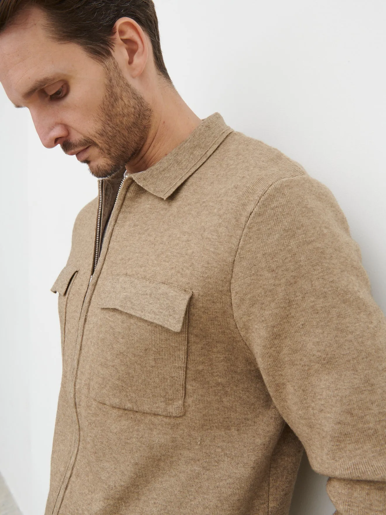 Brett Collared Knit Jacket - Beige Marl sold by NOBL product image thumbnail 2