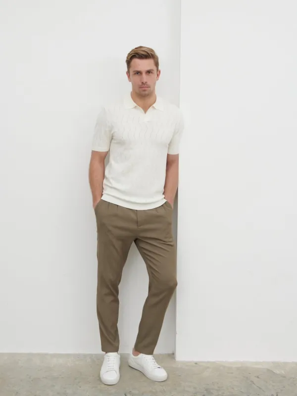 Ryan Knit Polo - Cream sold by NOBL