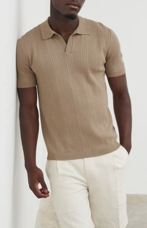 Jude Knit Polo - Taupe sold by NOBL