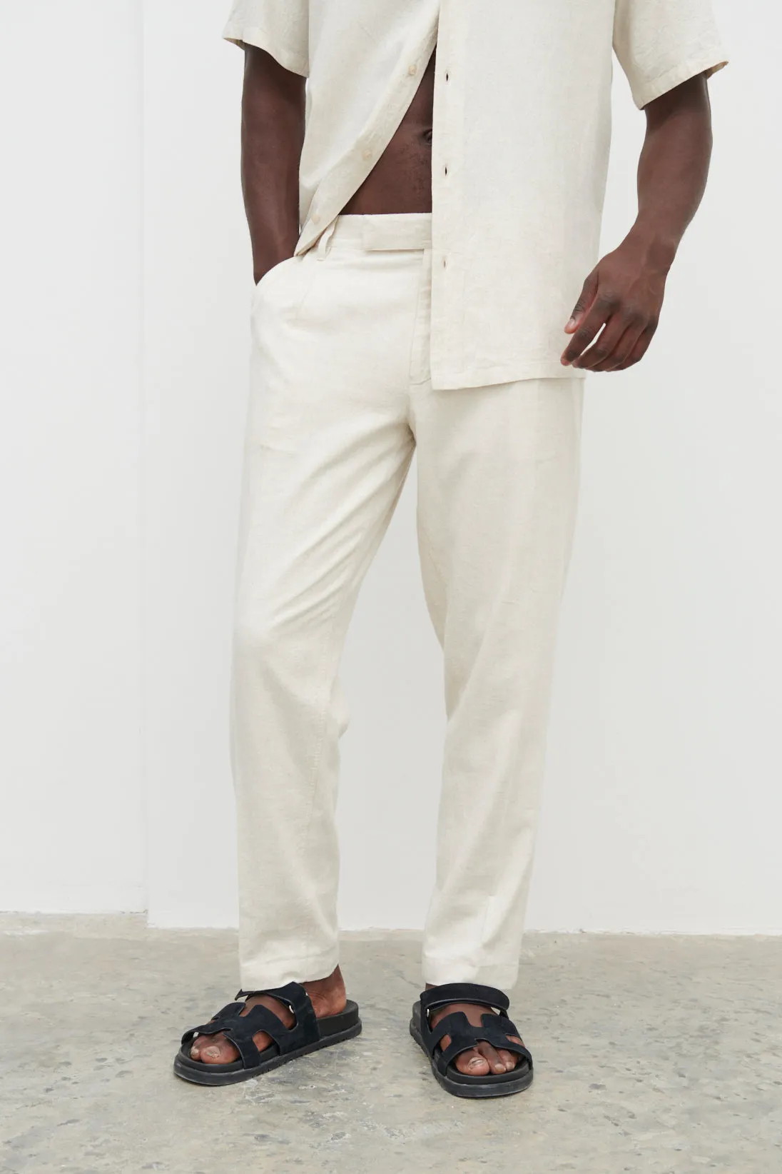 Joel Linen Trousers - Oatmeal sold by NOBL