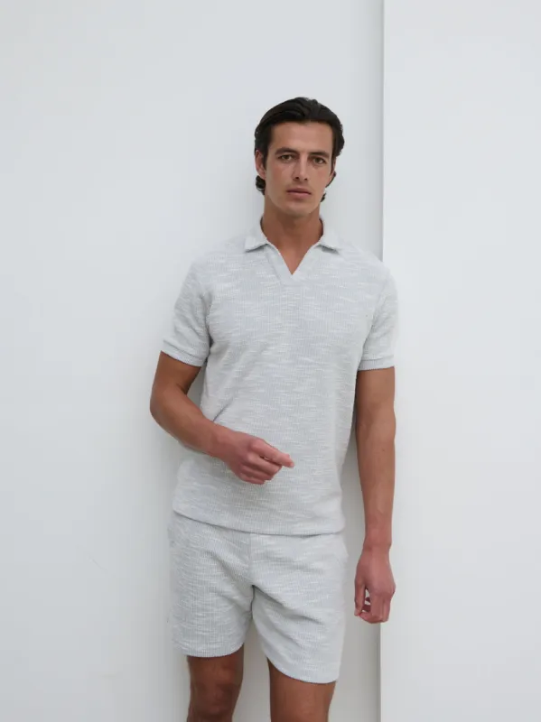 Aaron Textured Jersey Polo - Grey sold by NOBL