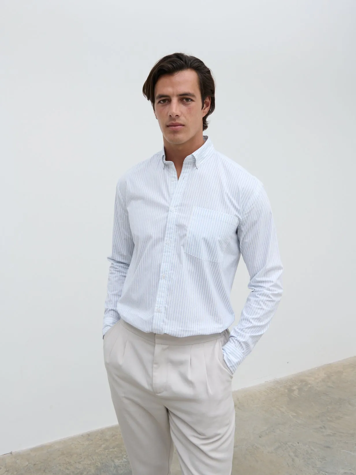 Oakley Stripe Long Sleeve Shirt - Blue and Cream Stripe sold by NOBL product image thumbnail 3