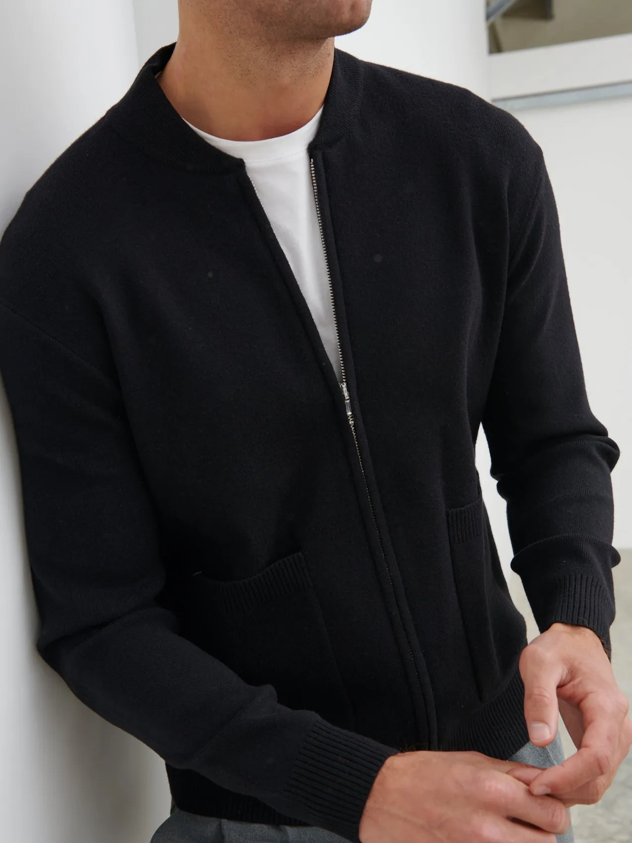 Arlo Knit Bomber Jacket - Black sold by NOBL