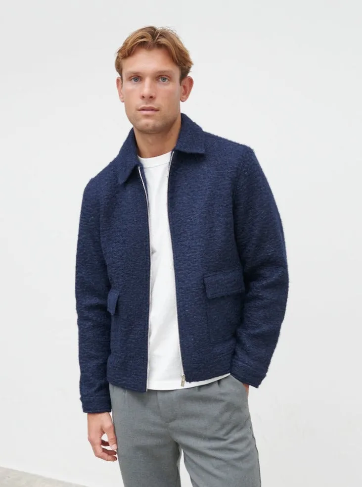 Lawrence Boucle Jacket - Navy sold by NOBL