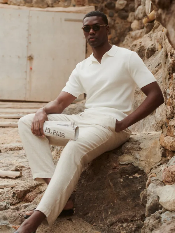 Caleb Short Sleeve Knit Polo - Cream sold by NOBL