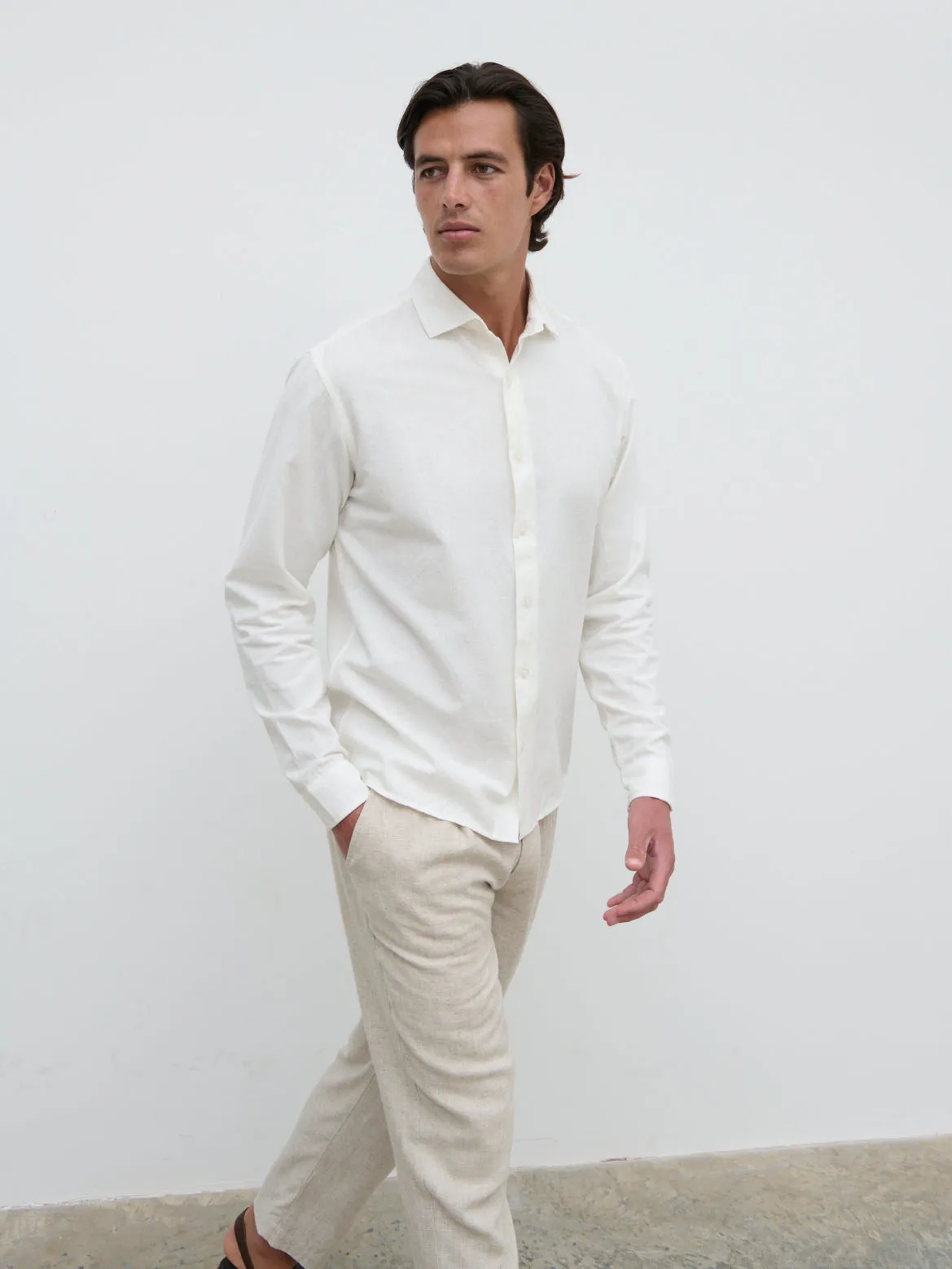 Reid Long Sleeve Linen Shirt - White sold by NOBL product image thumbnail 2
