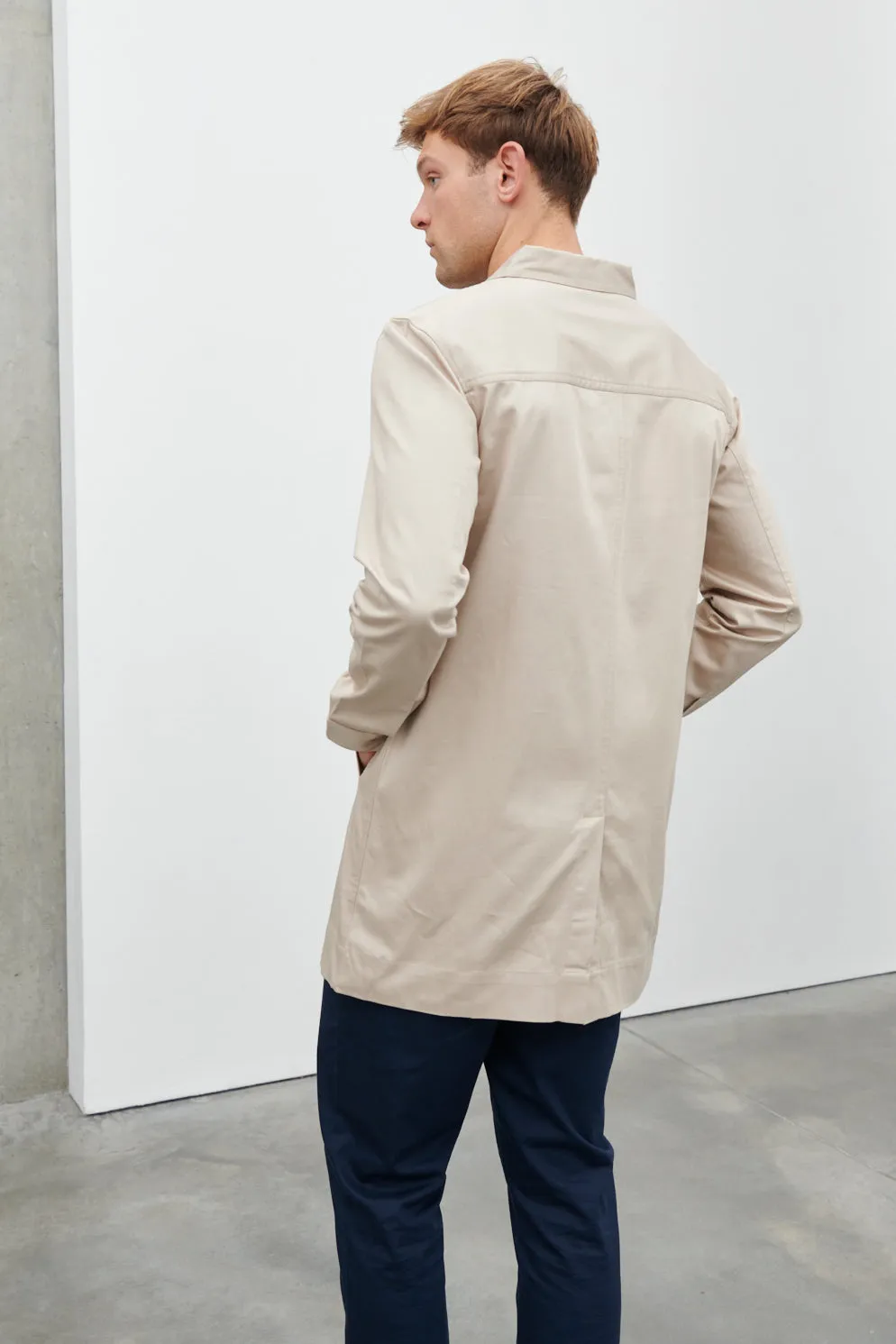 Pierre Long Line Collared Coat - Stone sold by NOBL product image thumbnail 4