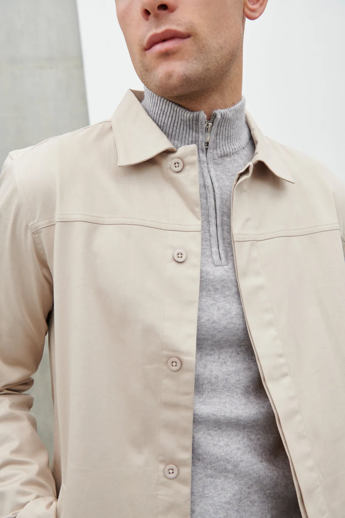 Pierre Long Line Collared Coat - Stone sold by NOBL product image thumbnail 2