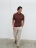Oliver Zipped Knit Polo - Maroon sold by NOBL