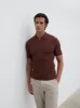 Oliver Zipped Knit Polo - Maroon sold by NOBL