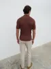 Oliver Zipped Knit Polo - Maroon sold by NOBL