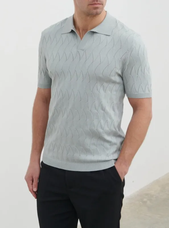 Ryan Knit Polo - Grey Blue sold by NOBL