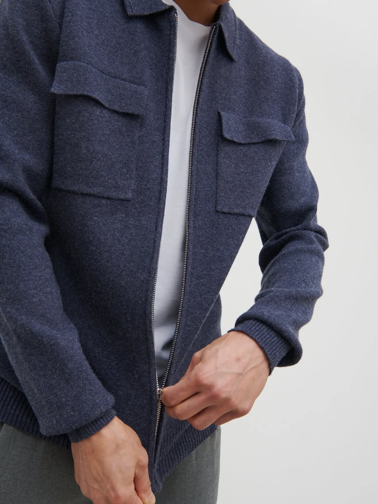 Brett Collared Knit Jacket - Navy Marl sold by NOBL product image thumbnail 2