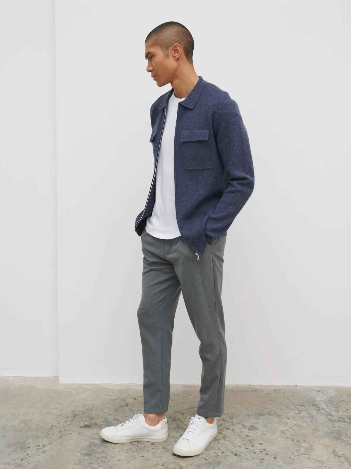Brett Collared Knit Jacket - Navy Marl sold by NOBL product image thumbnail 4