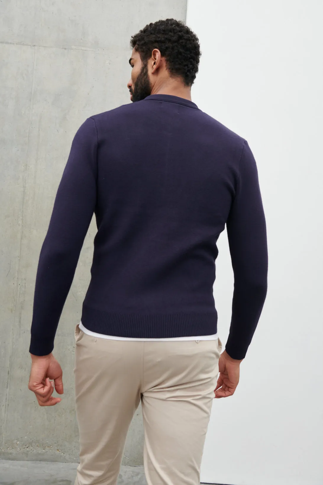 Otis Collared Knit Jacket - Navy sold by NOBL product image thumbnail 4