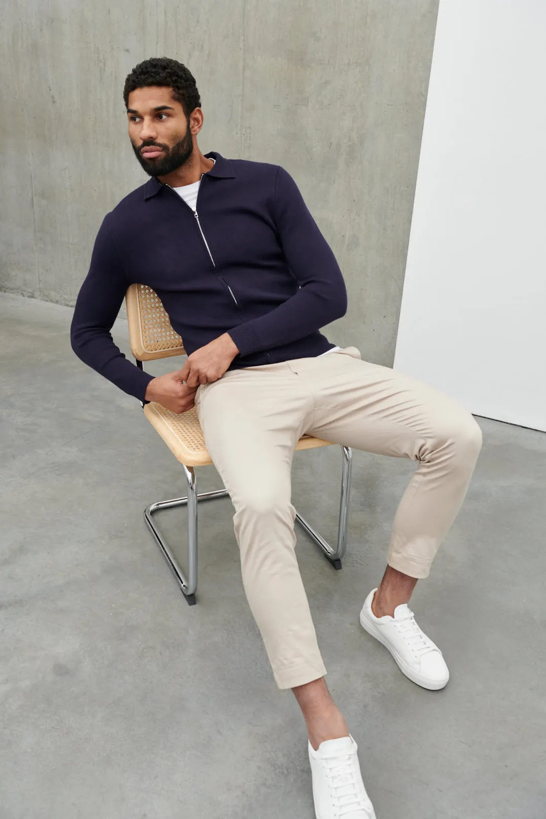 Otis Collared Knit Jacket - Navy sold by NOBL product image thumbnail 3