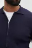 Otis Collared Knit Jacket - Navy sold by NOBL