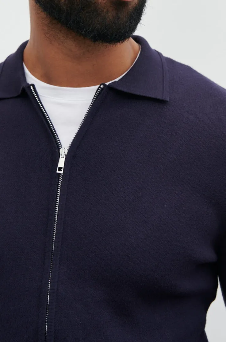 Otis Collared Knit Jacket - Navy sold by NOBL product image thumbnail 5