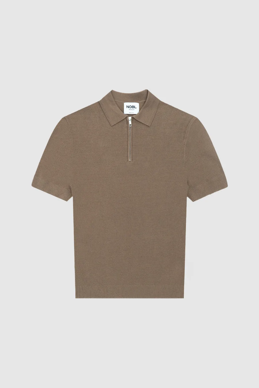 Nolan Textured Zip Polo - Taupe sold by NOBL product image thumbnail 2