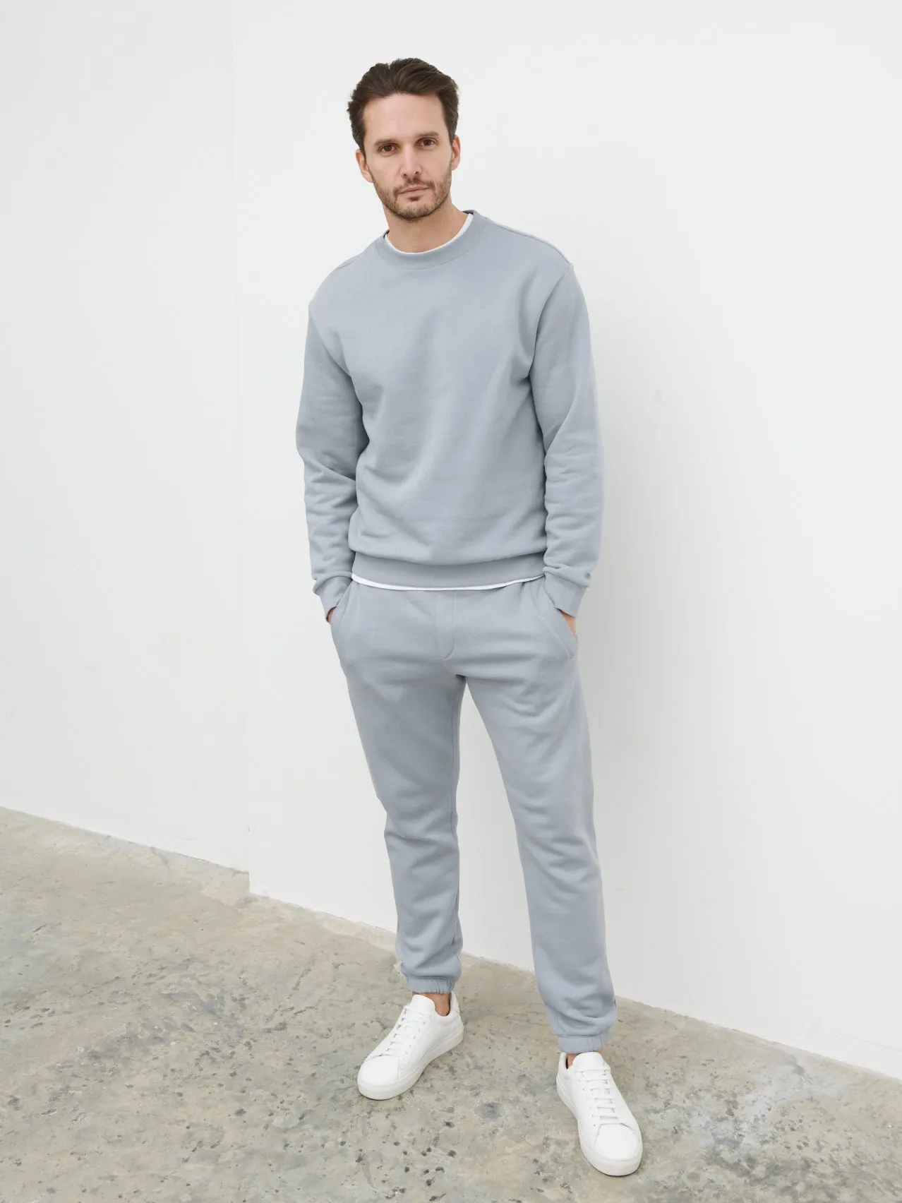 Sonny Relaxed Drawstring Joggers - Grey Blue sold by NOBL