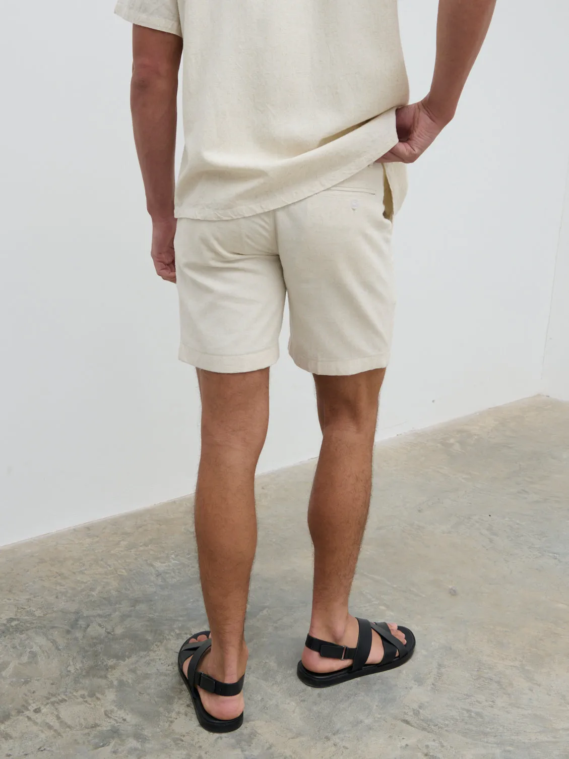 Austin Linen Shorts - Oatmeal sold by NOBL product image thumbnail 5